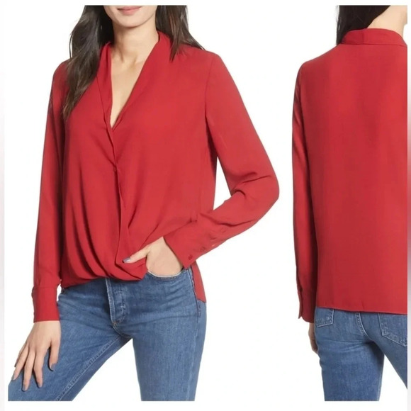 Chelsea28 | Red Crossover Blouse size medium - Picture 1 of 7